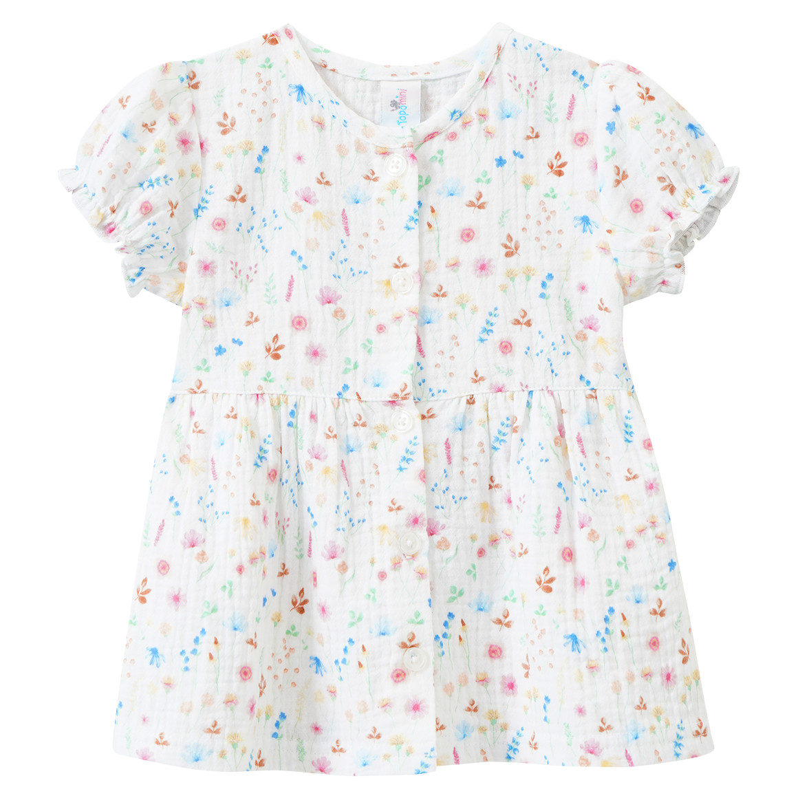 Baby Musselin-Bluse mit bunten Blumen
