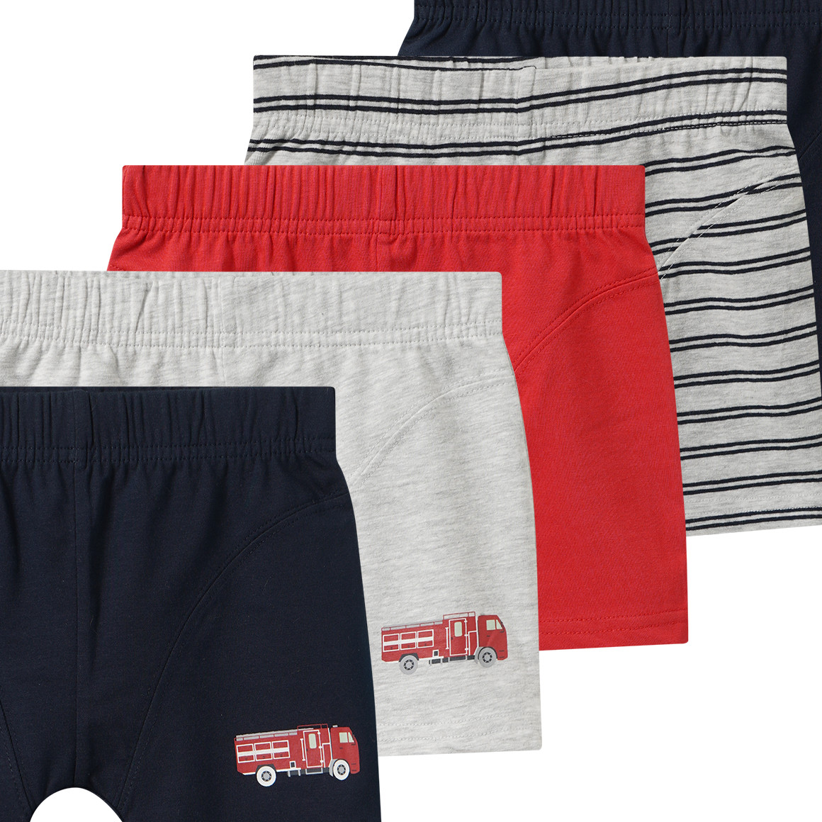 5 Jungen Boxer mit Feuerwehr-Motiven