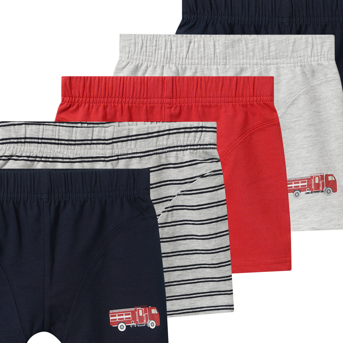 5 Jungen Boxer mit Feuerwehr-Motiven
