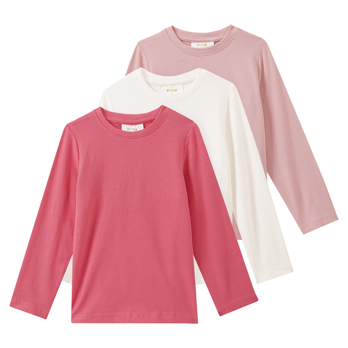 3 Mädchen Langarmshirts in Unifarben