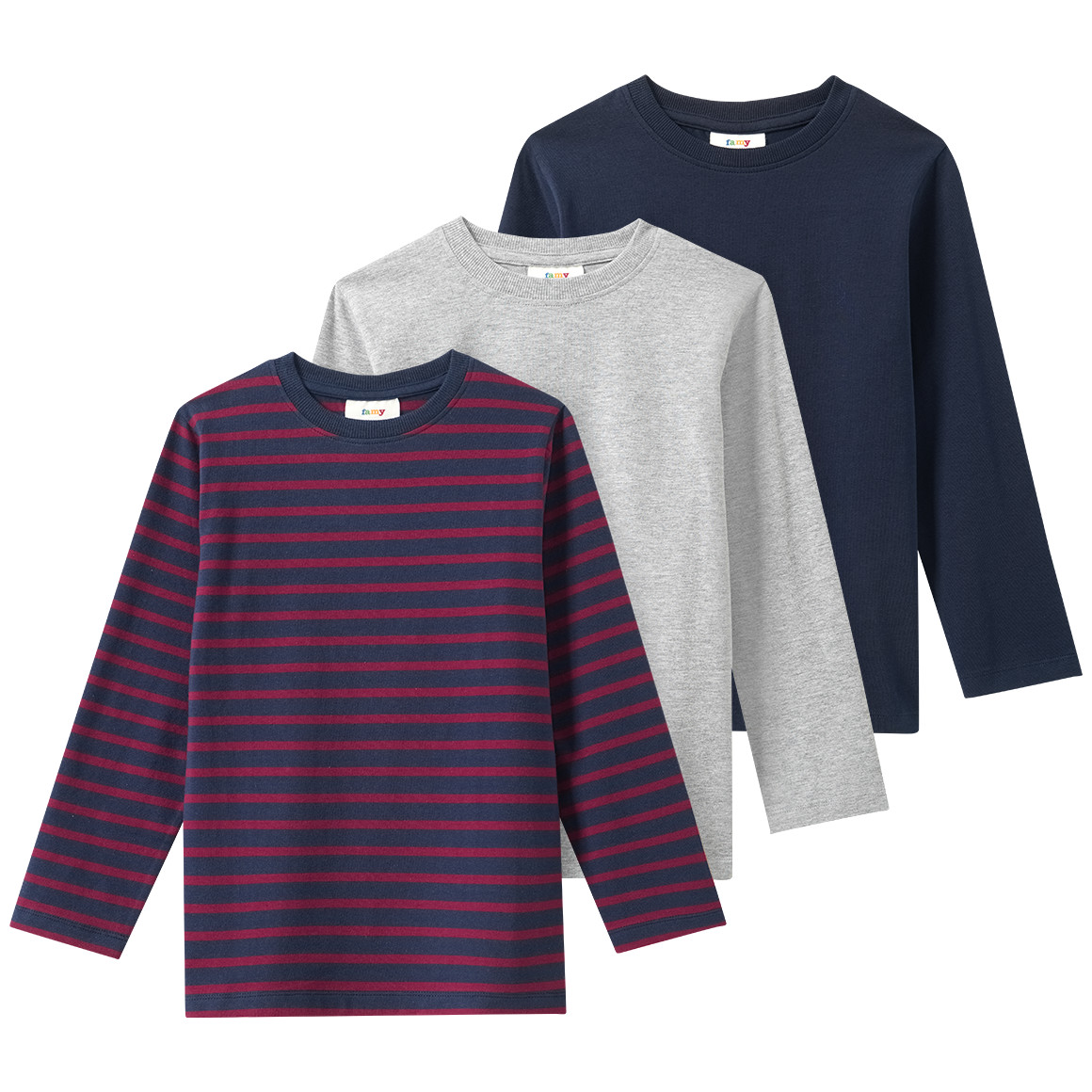 3 jongensshirts met lange mouwen