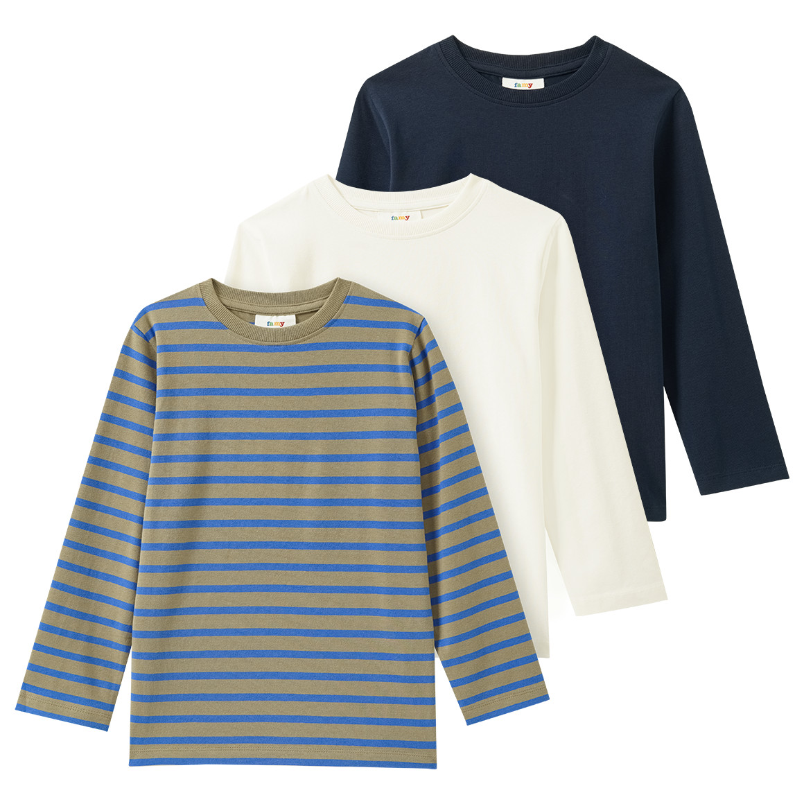 3 Jungen Langarmshirts im Basic-Look