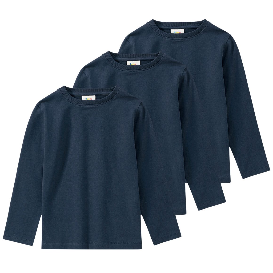 3 Kinder Langarmshirts im Basic-Look