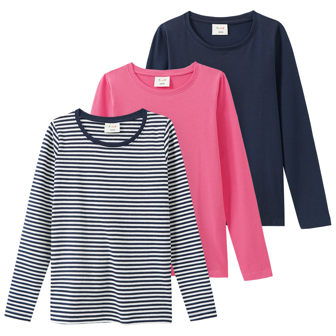 3 Mädchen Langarmshirts im Set