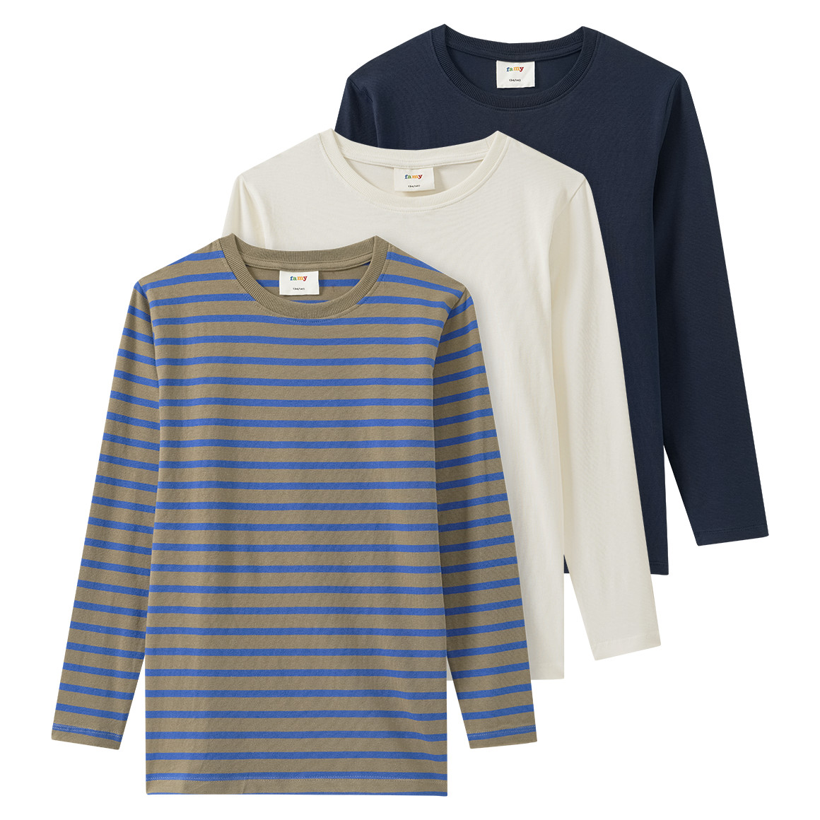 3 Jungen Langarmshirts im Basic-Look
