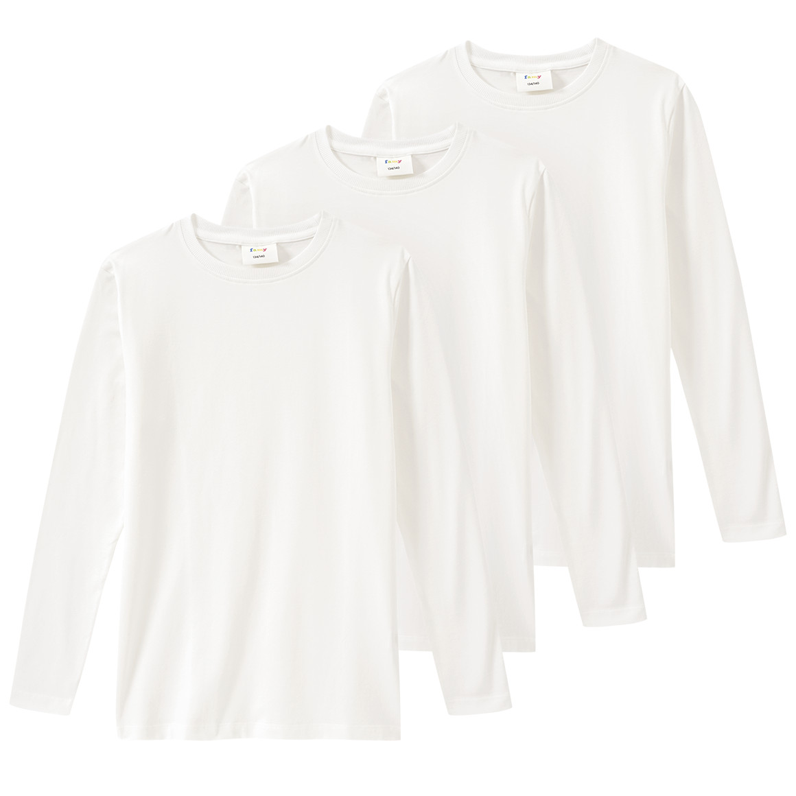 3 Kinder Langarmshirts im Basic-Look