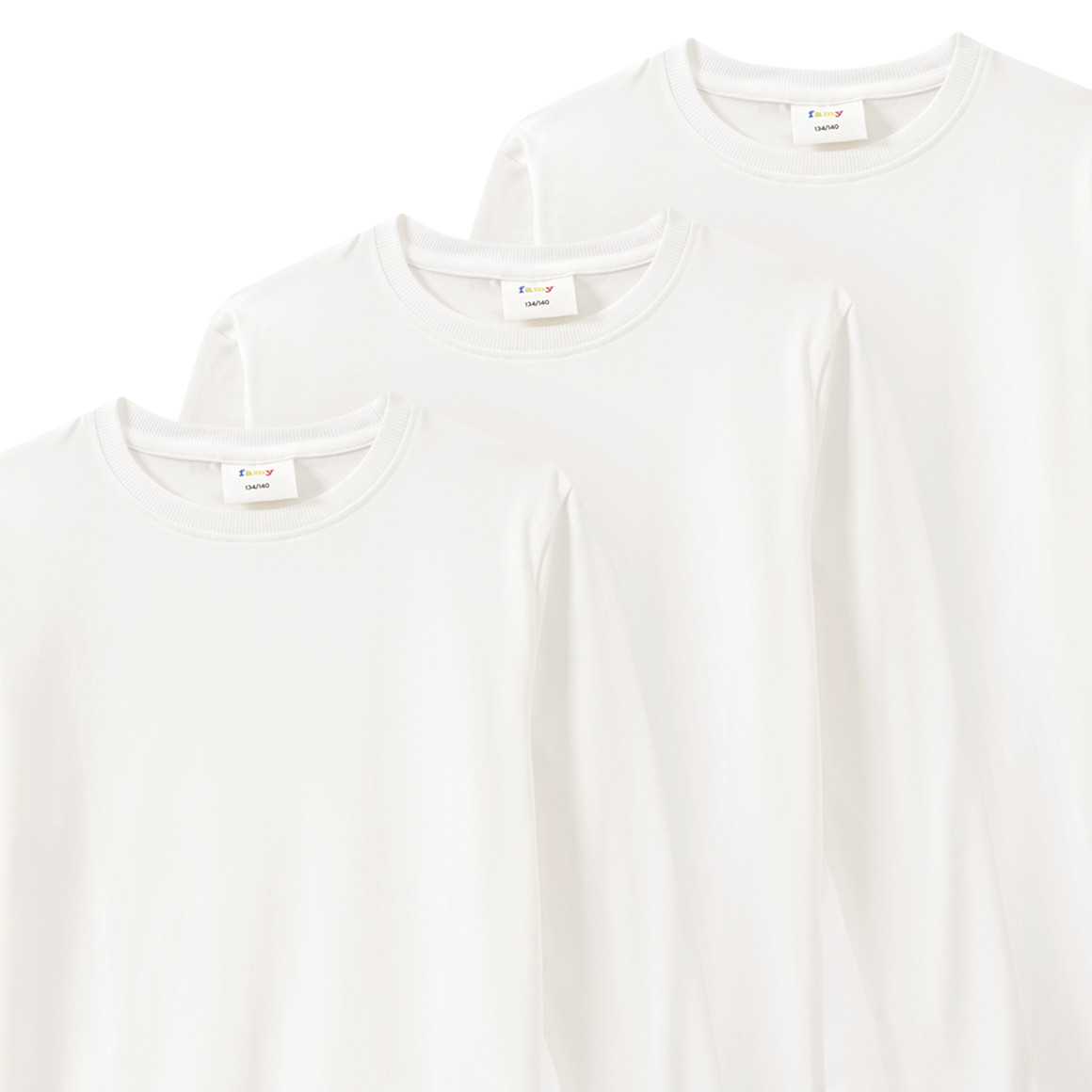 3 Kinder Langarmshirts im Basic-Look