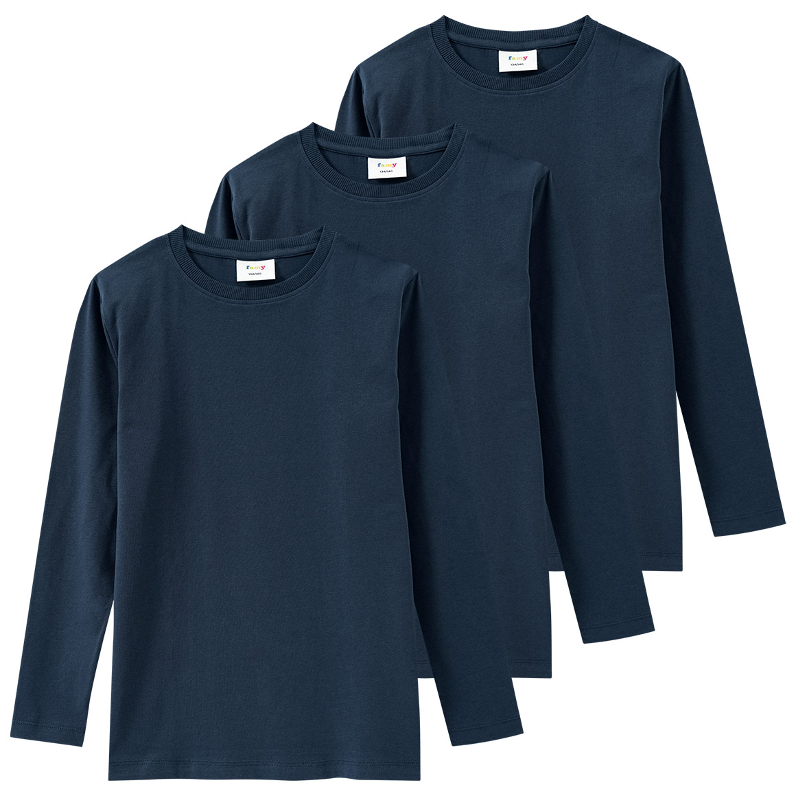 3 Kinder Langarmshirts im Basic-Look