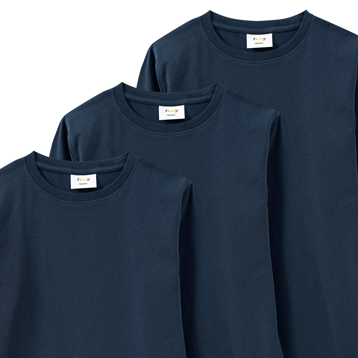 3 Kinder Langarmshirts im Basic-Look