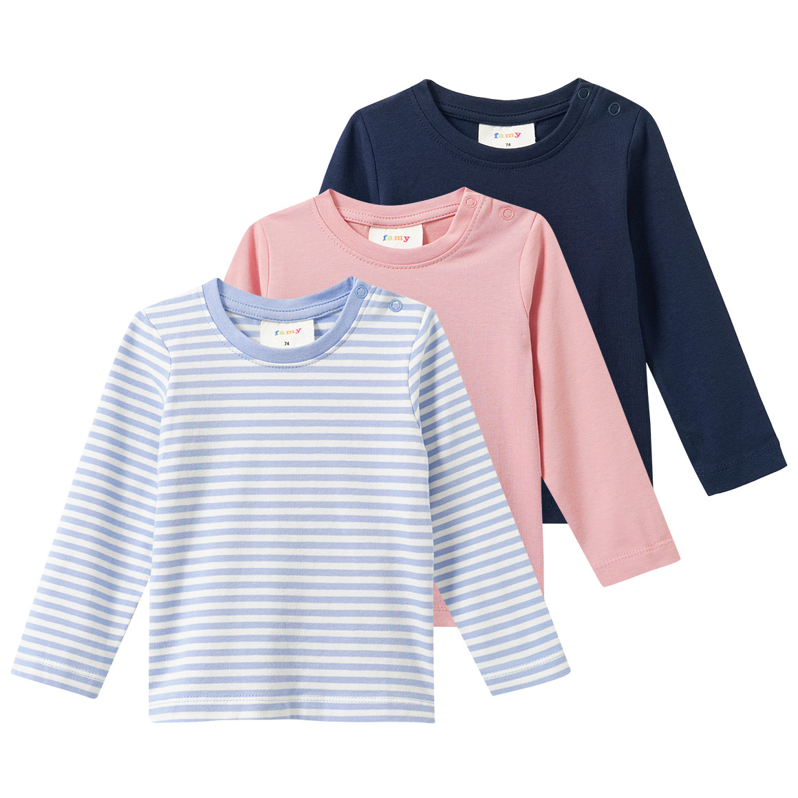 3 Baby Langarmshirts im Set