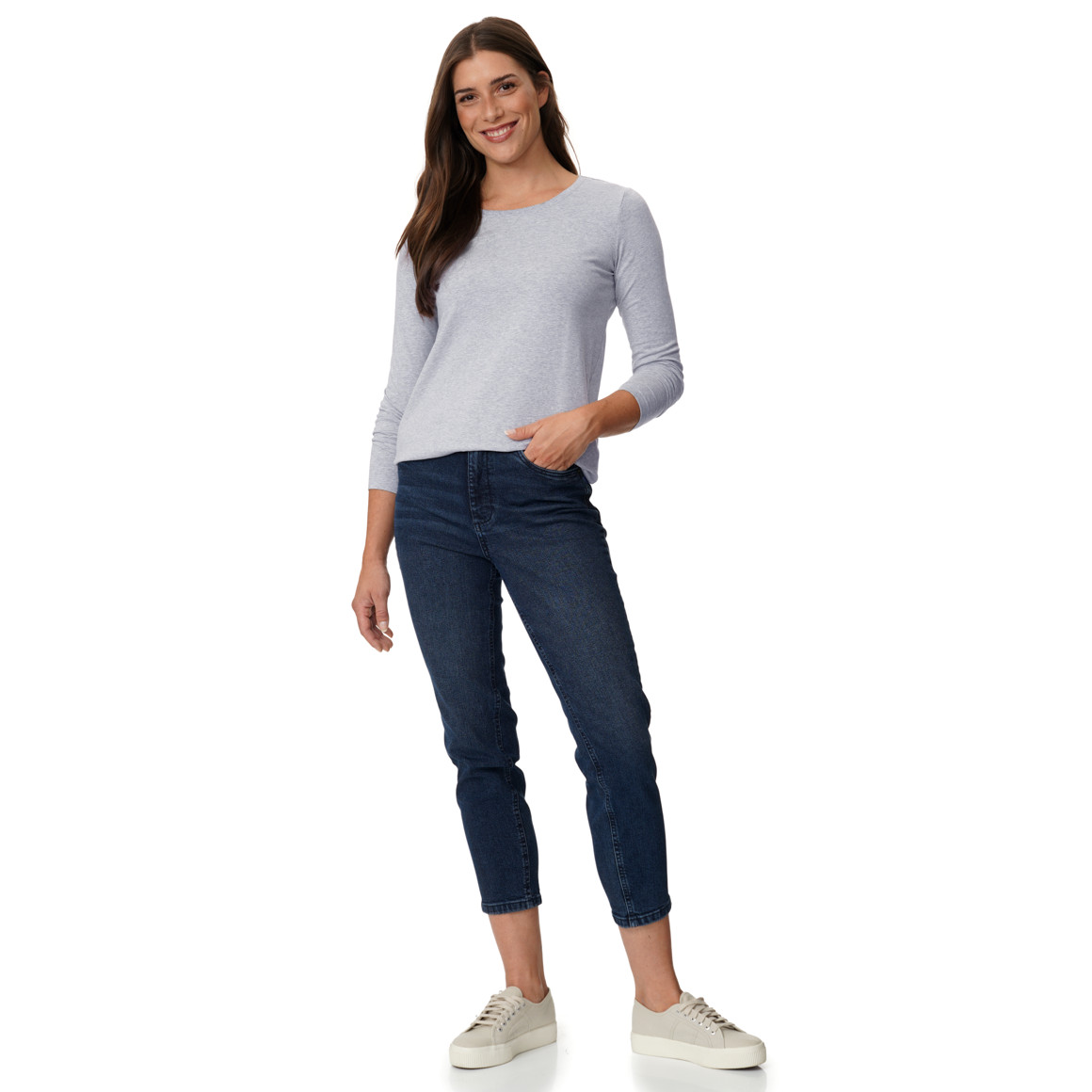 3 Damen Langarmshirts in Unifarben