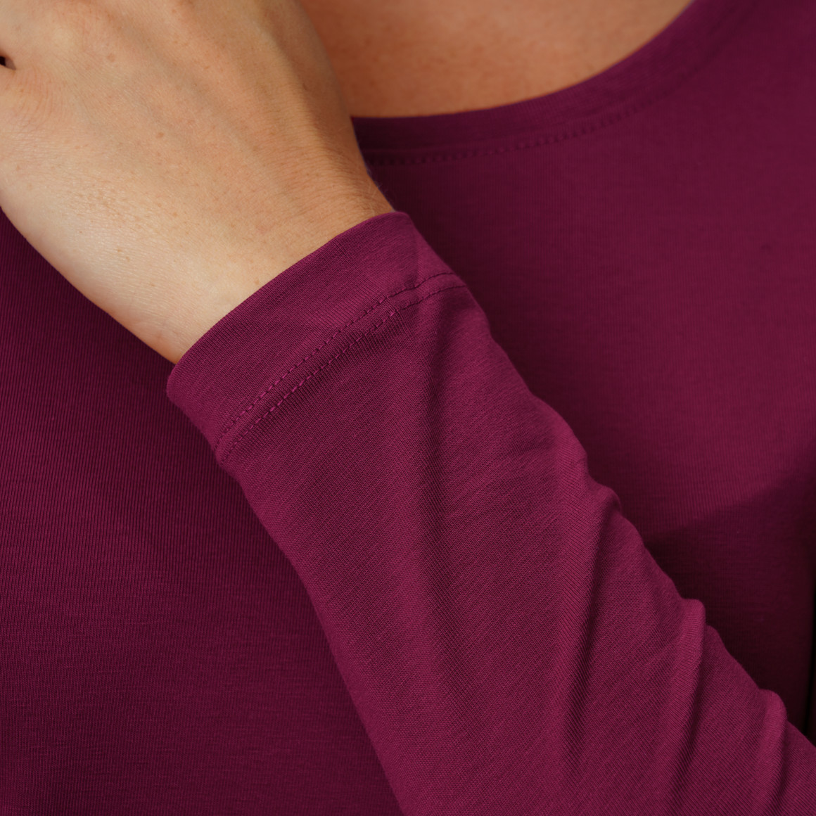 3 Damen Langarmshirts in Unifarben
