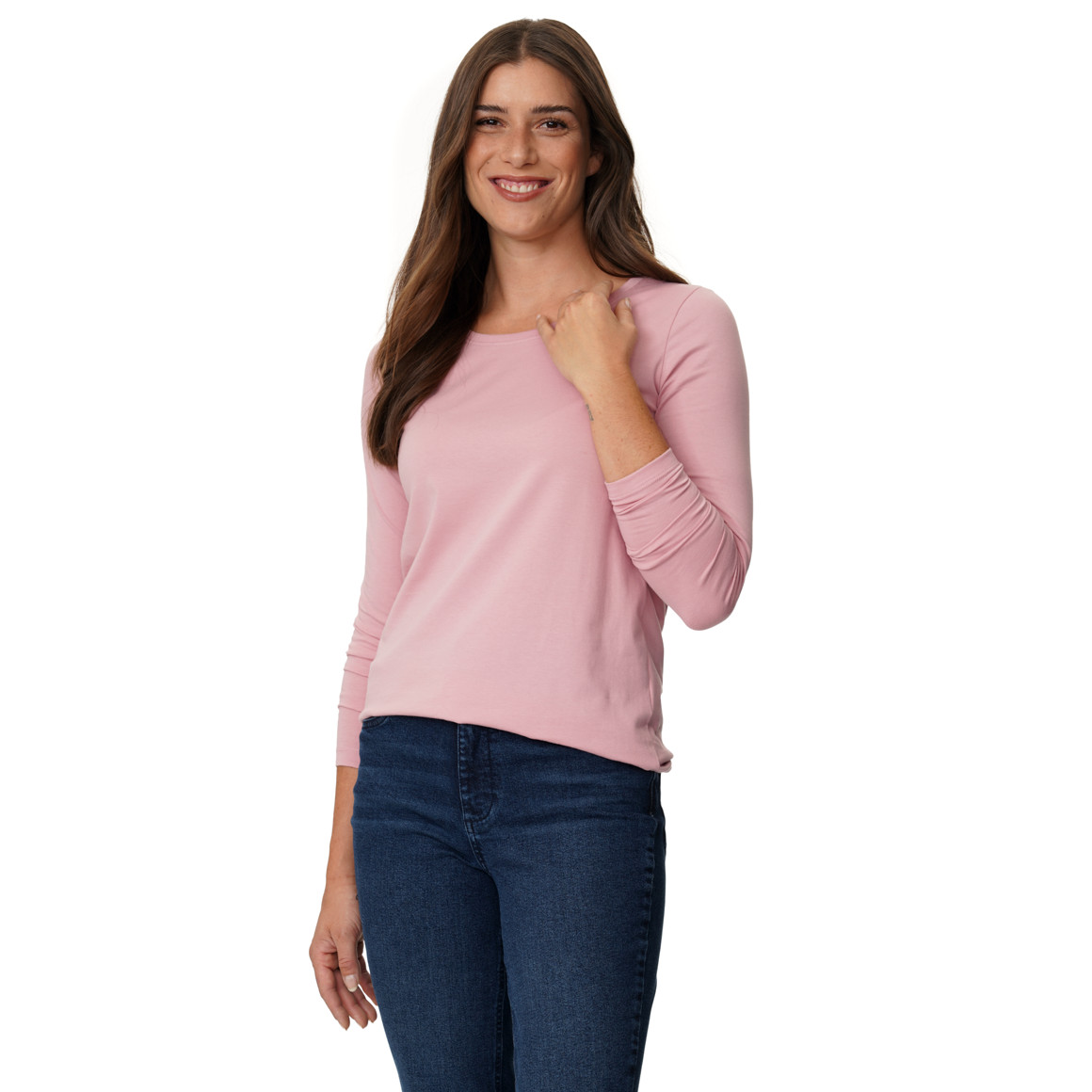 3 Damen Langarmshirts in Unifarben
