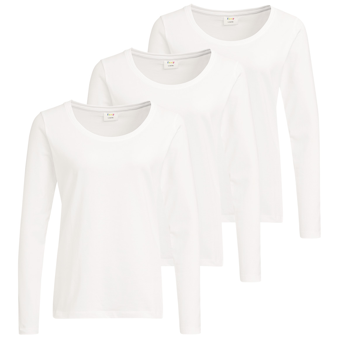 3 Damen Langarmshirts im Basic-Look