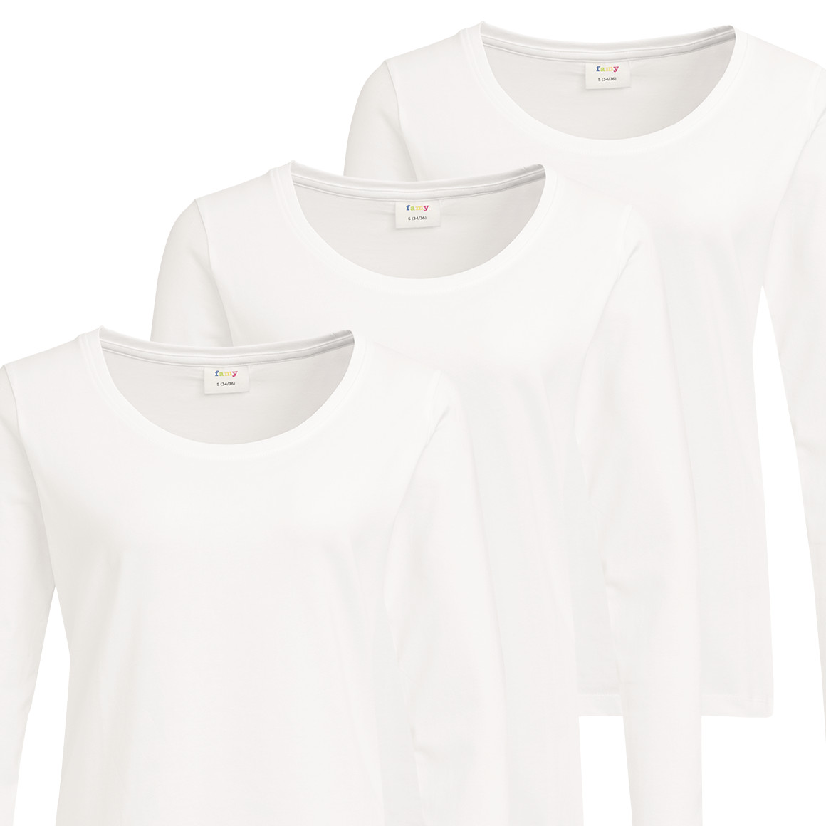 3 Damen Langarmshirts im Basic-Look