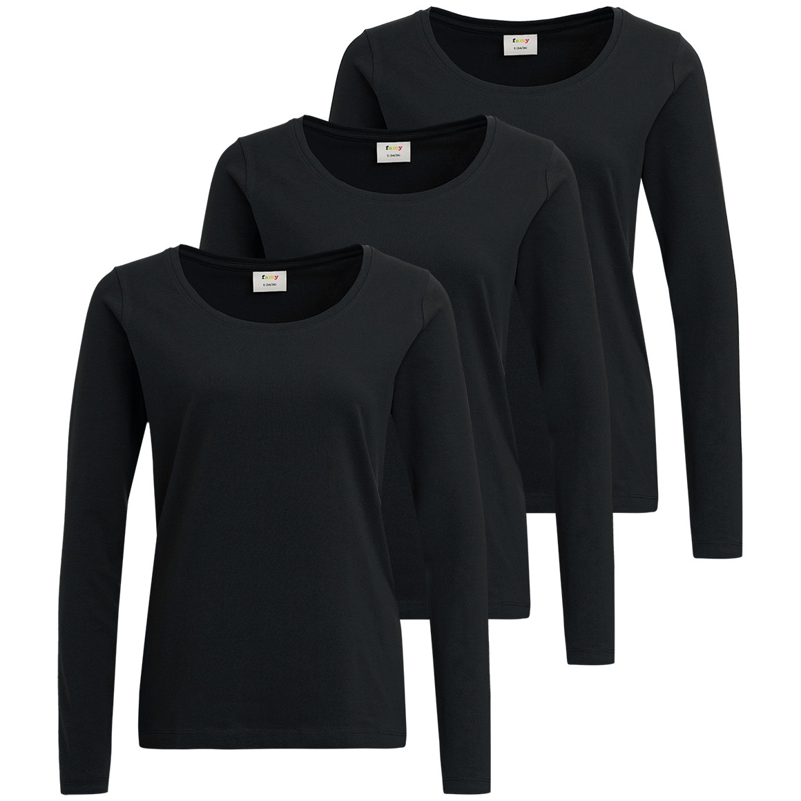 3 Damen Langarmshirts im Basic-Look