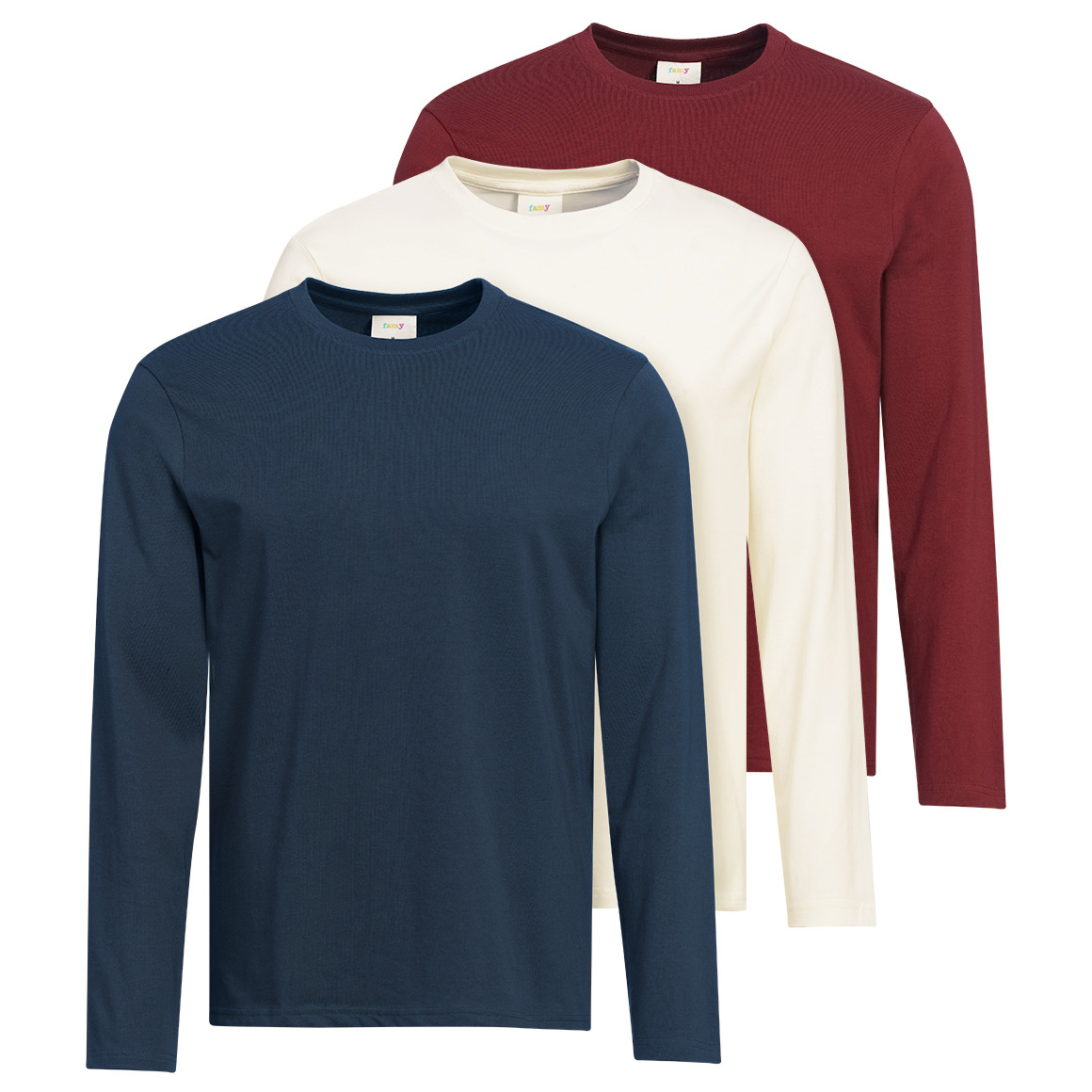 3 Herren Langarmshirts im Basic-Look