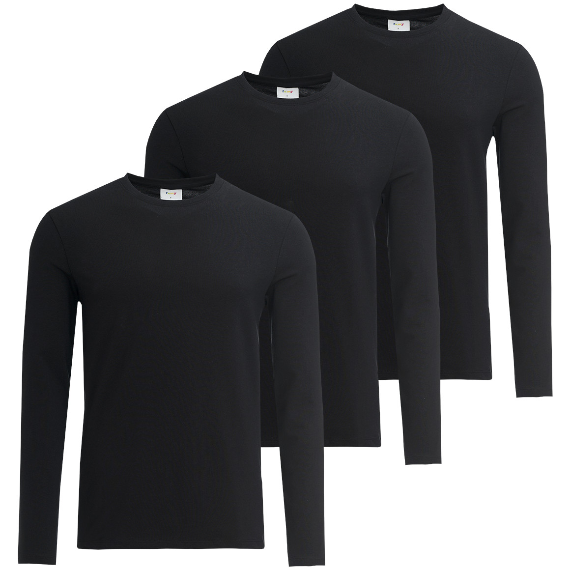 3 Herren Langarmshirts im Basic-Look