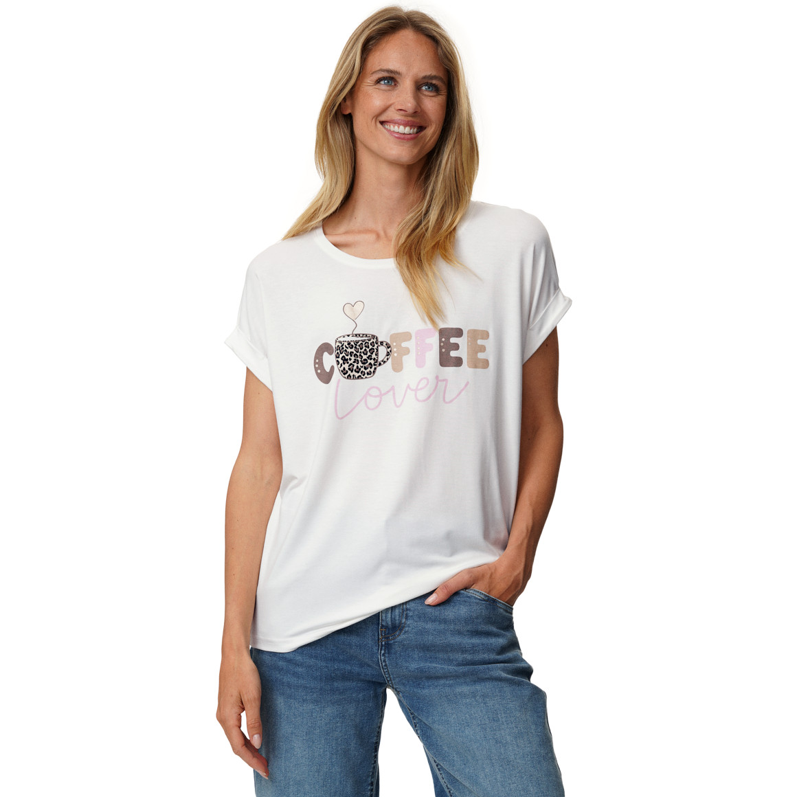 Damen T-Shirt mit überschnittenen Ärmeln