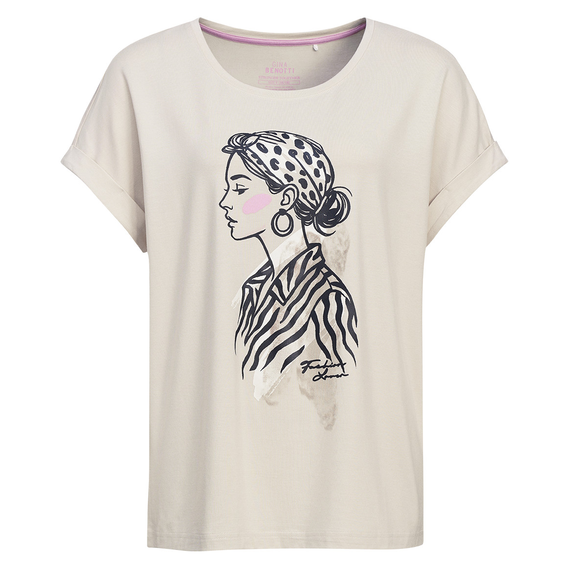 Dames-T-shirt met overslagmouwen