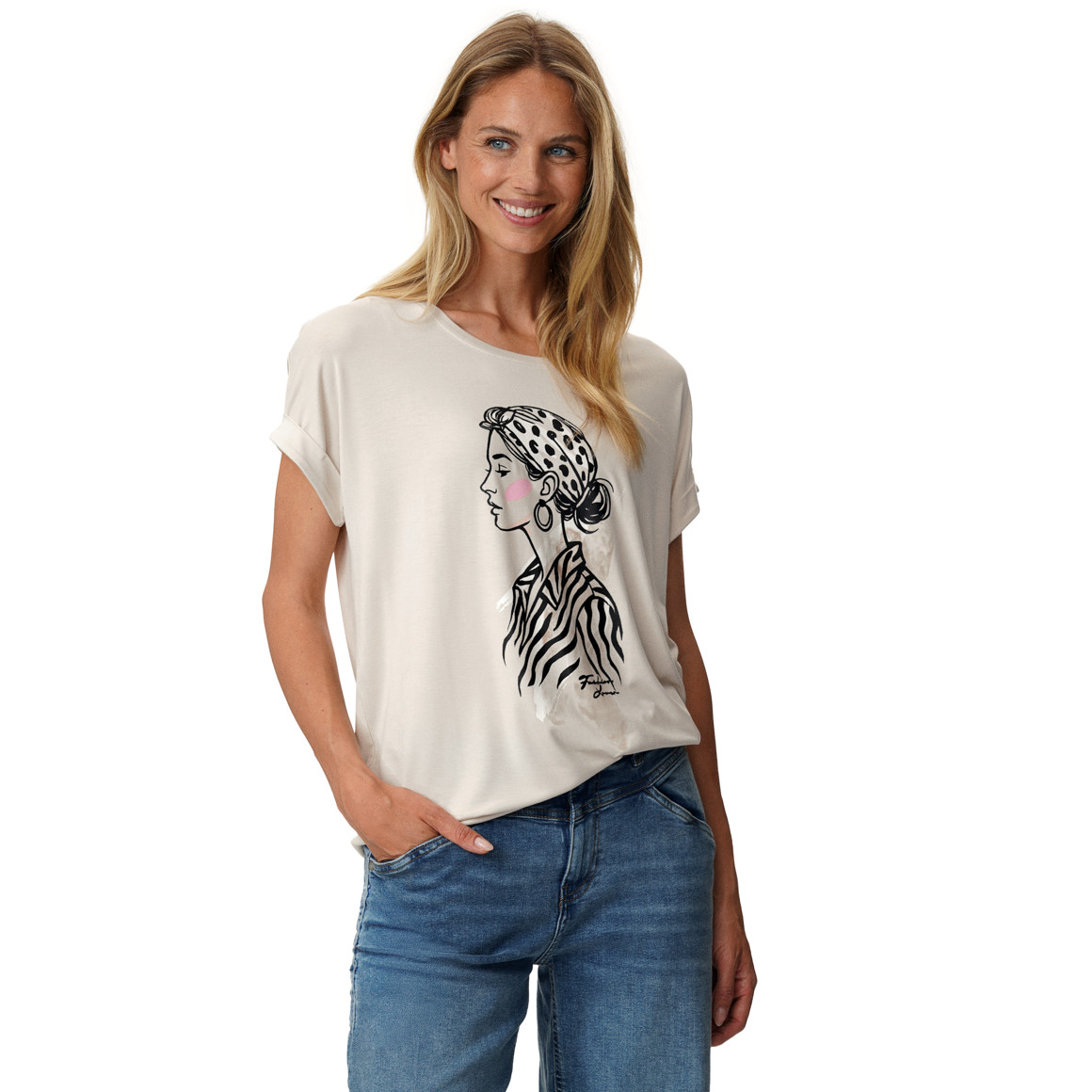 Dames-T-shirt met overslagmouwen