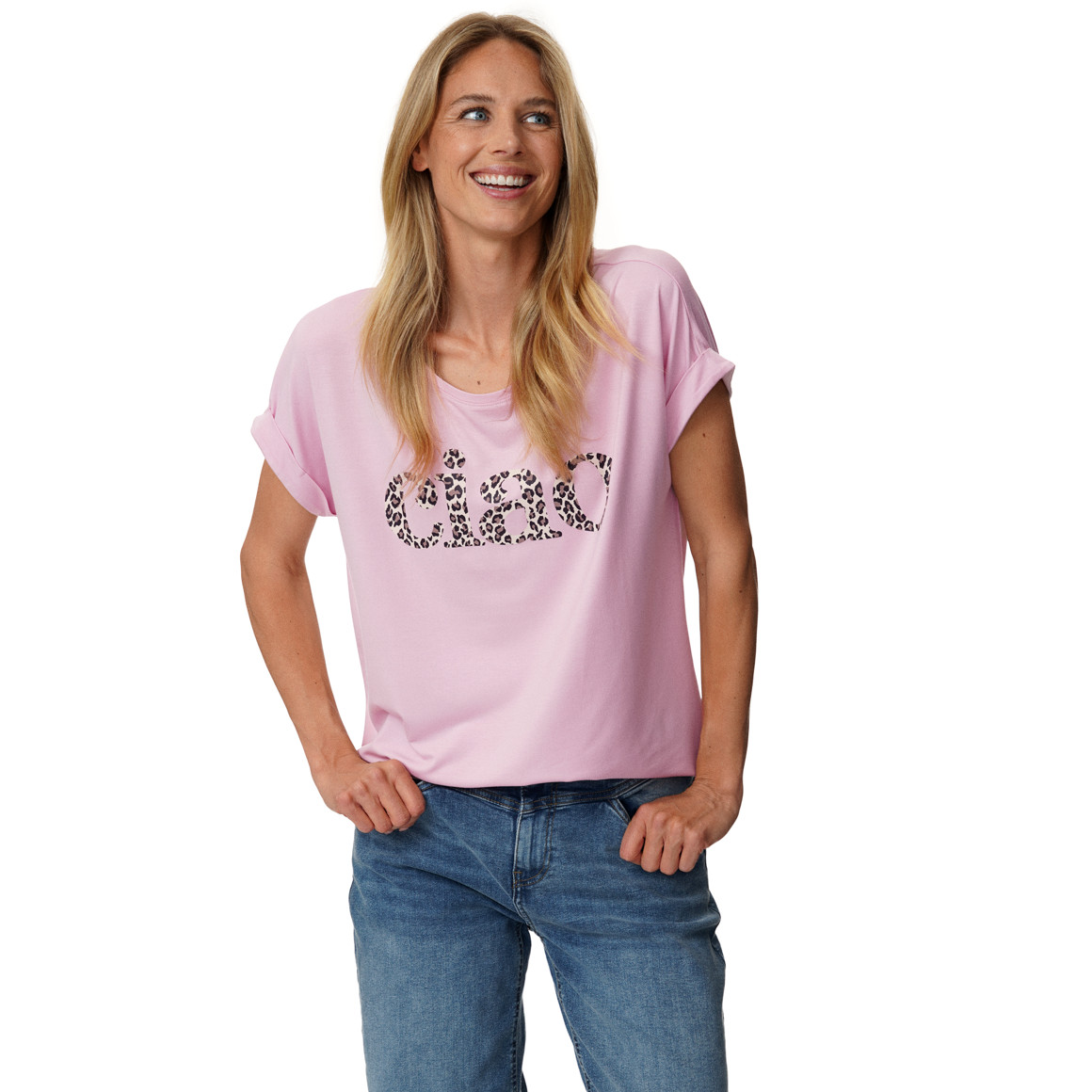 Dames-T-shirt met overslagmouwen