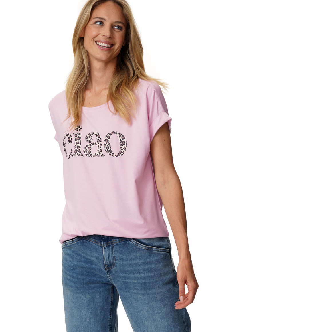 Dames-T-shirt met overslagmouwen