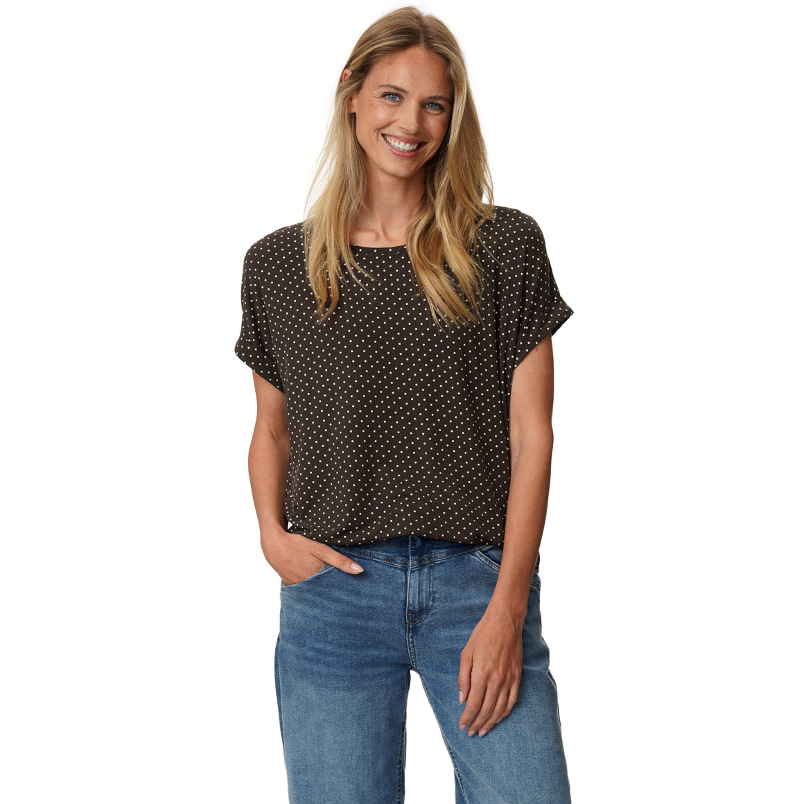 Dames-T-shirt met overslagmouwen