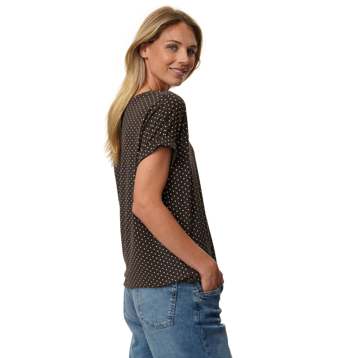 Dames-T-shirt met overslagmouwen