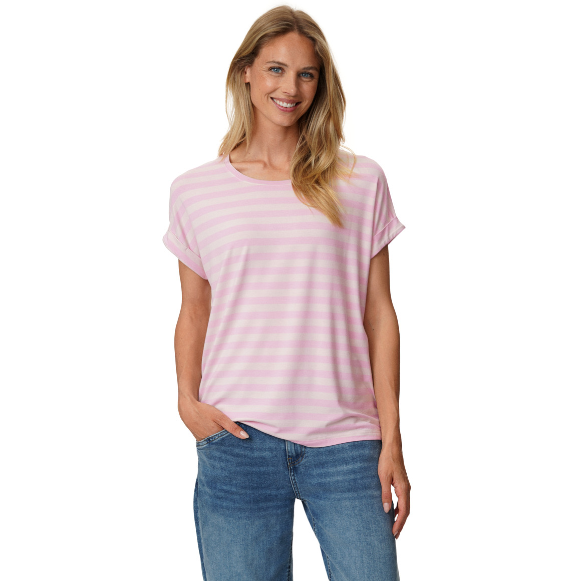 Dames-T-shirt met vaste turn-ups