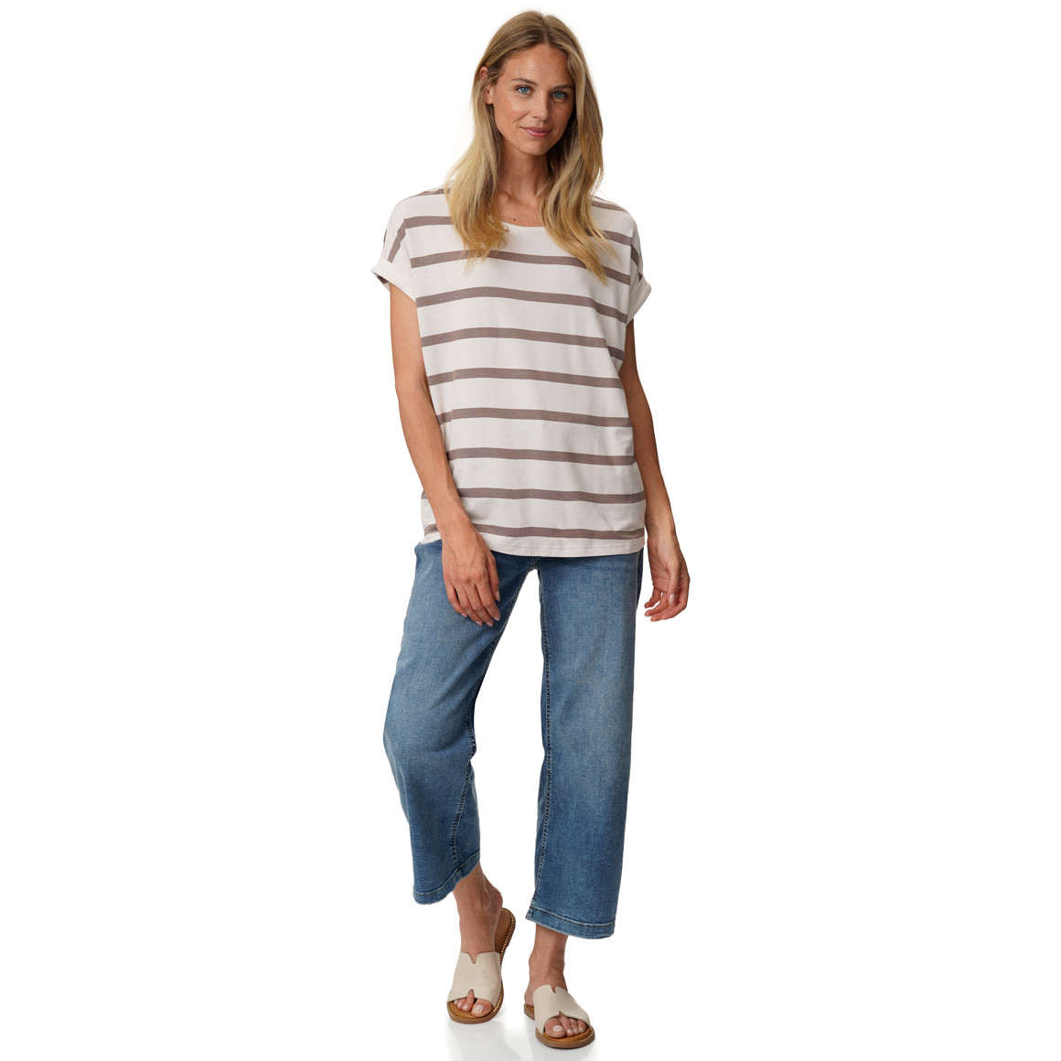 Dames-T-shirt met vaste turn-ups