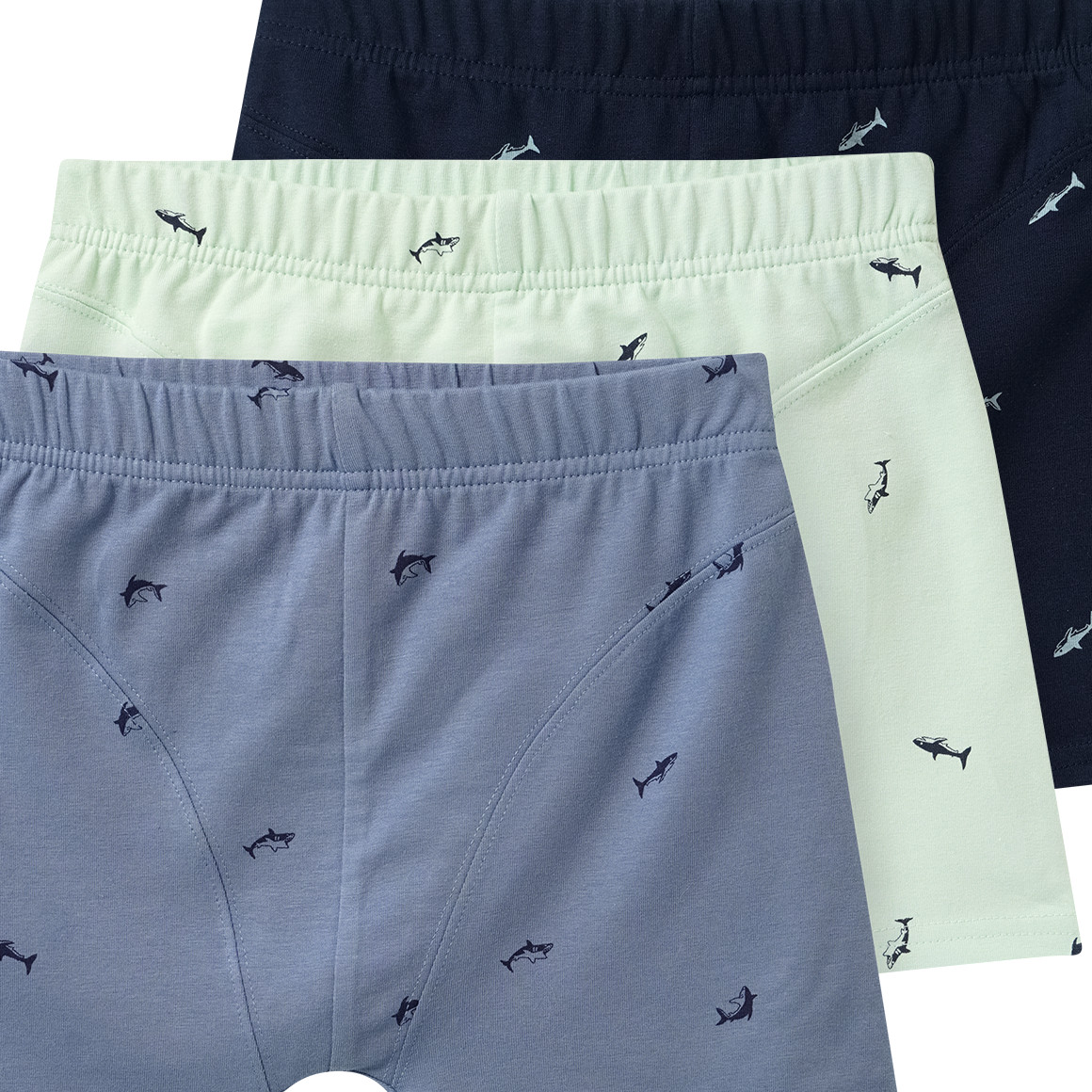 3 boxershorts voor jongens met haaienprints