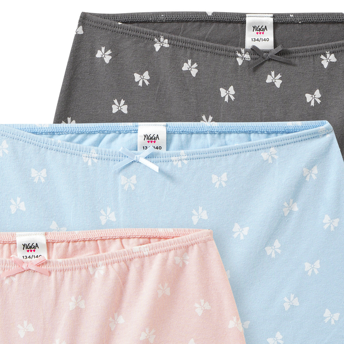 3 Mädchen Pantys mit Schleifen-Print