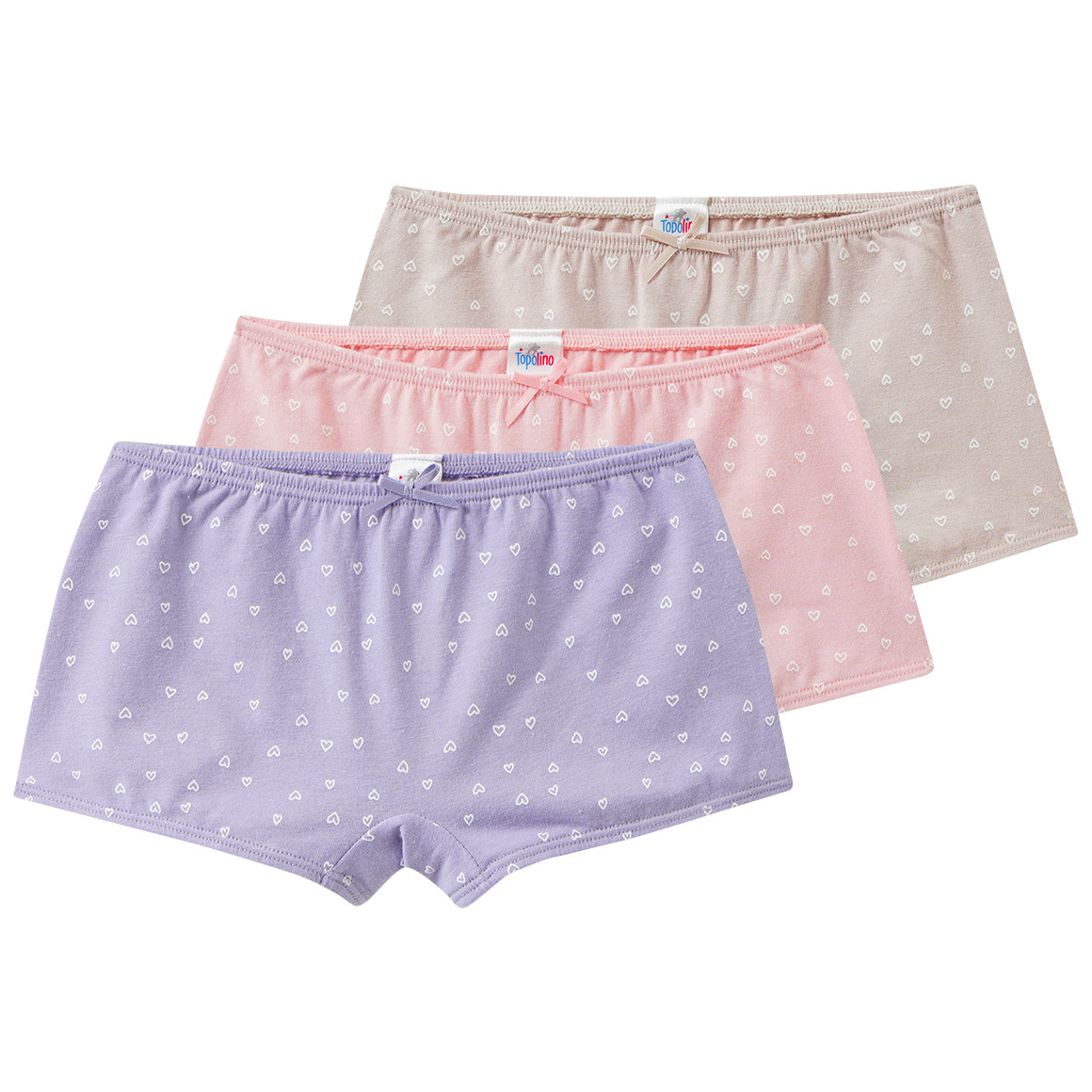 3 Mädchen Pantys mit Herz-Print