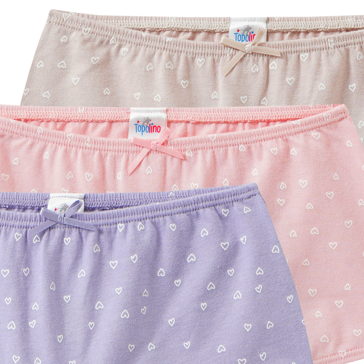 3 Mädchen Pantys mit Herz-Print