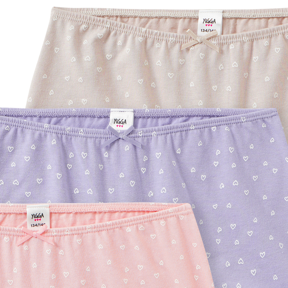 3 Mädchen Pantys mit Herz-Print