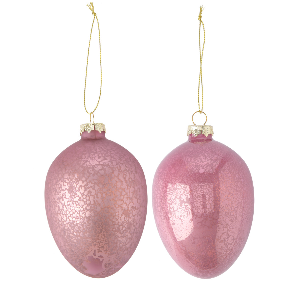 2 grote decoratieve hangers paasei van glas