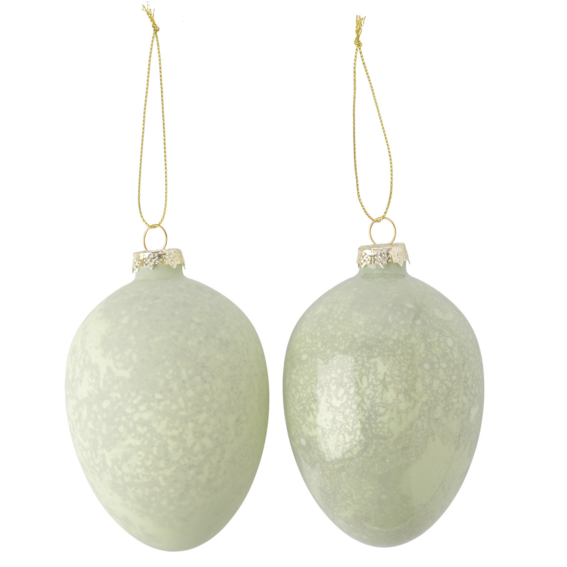 2 kleine Deko-Hänger Osterei aus Glas