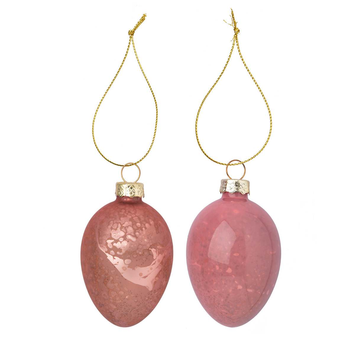 2 kleine deco-hangers, paaseieren van glas