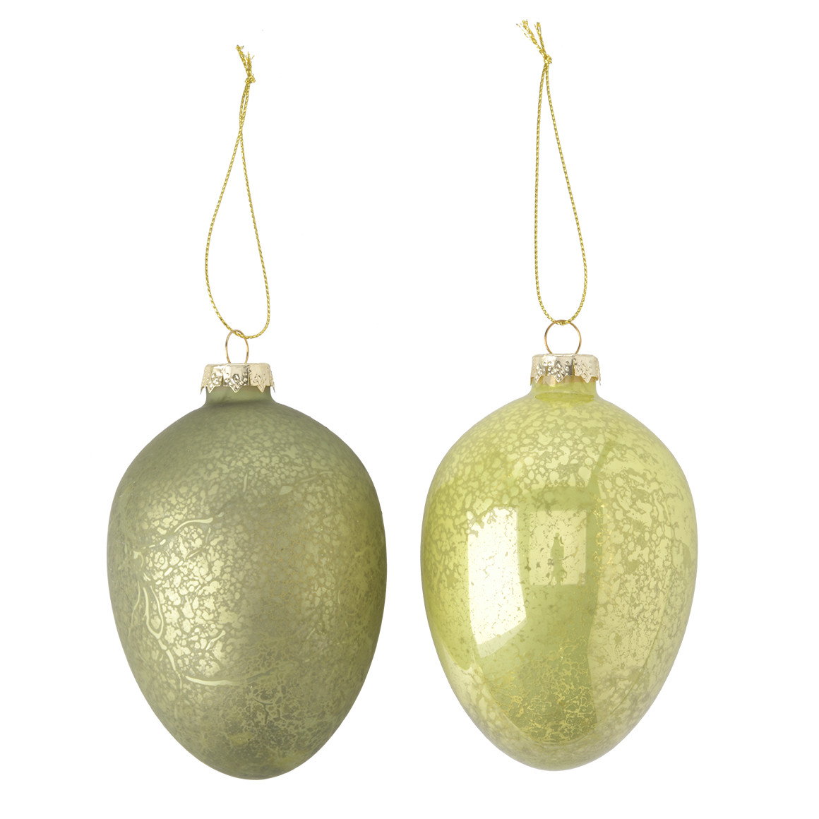 2 kleine decoratieve hangers paasei van glas