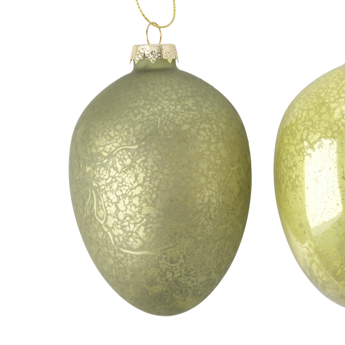 2 kleine decoratieve hangers paasei van glas