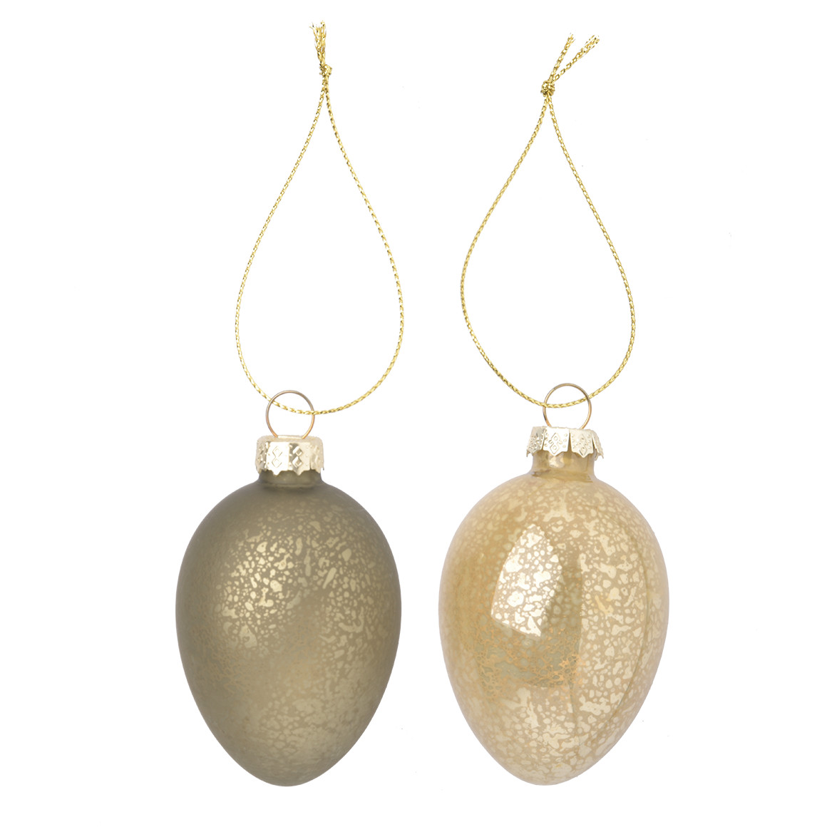 2 kleine hangende glazen deco-paaseieren