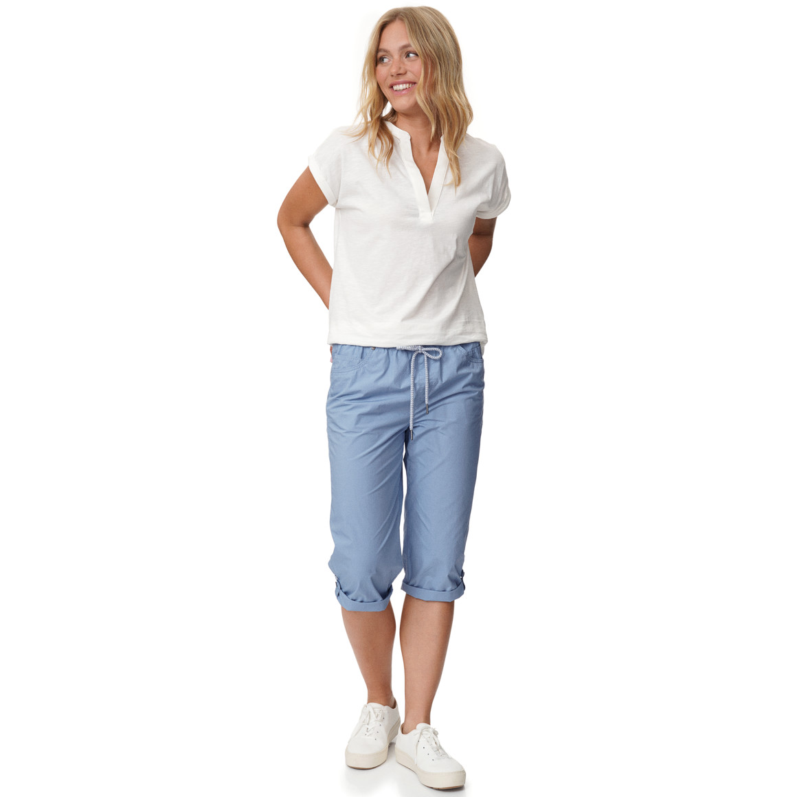 Damen Capri-Hose mit Elastikbund