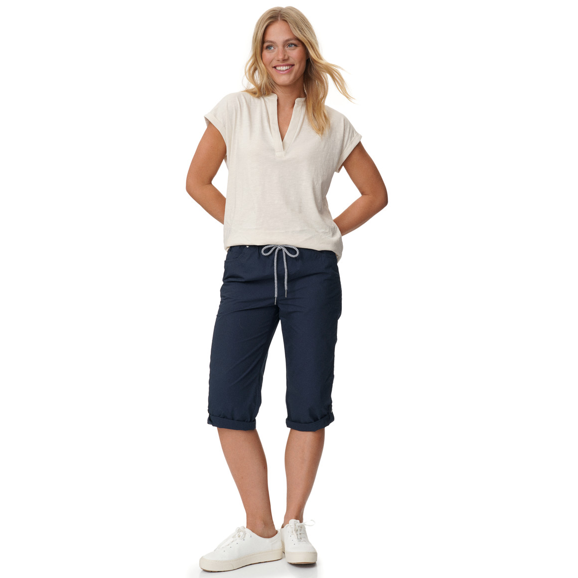 Damen Capri-Hose mit Elastikbund