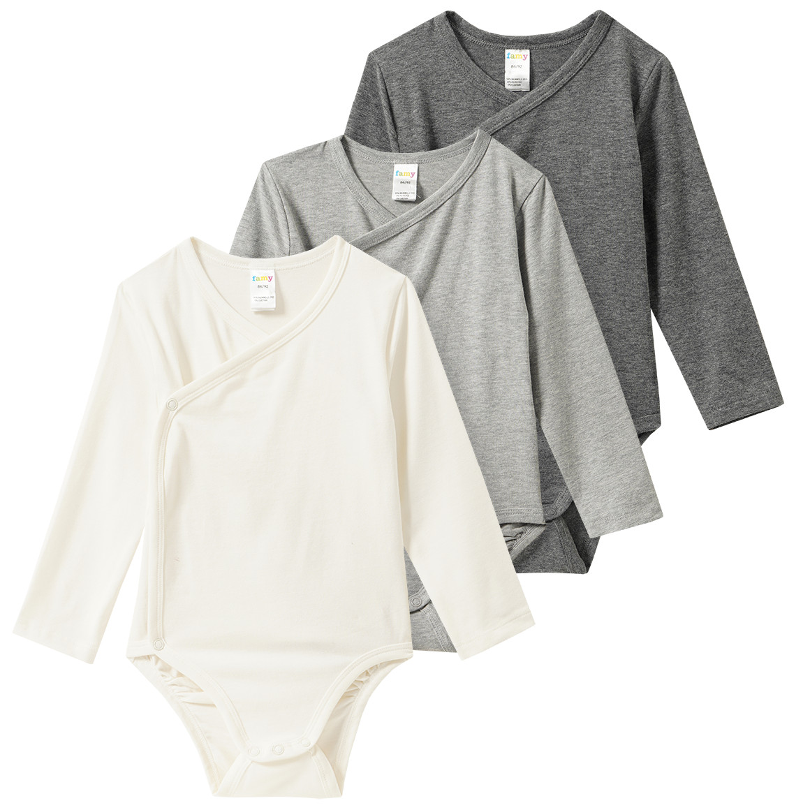 3 Baby Wickelbodys im Farb-Mix