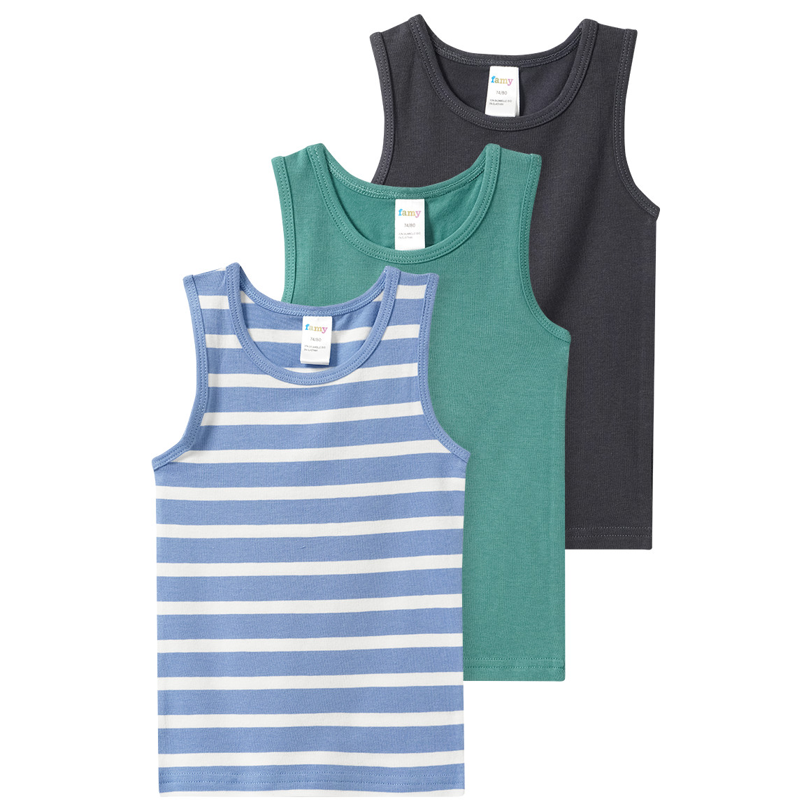 3 Baby Unterhemden mit Bio-Baumwolle