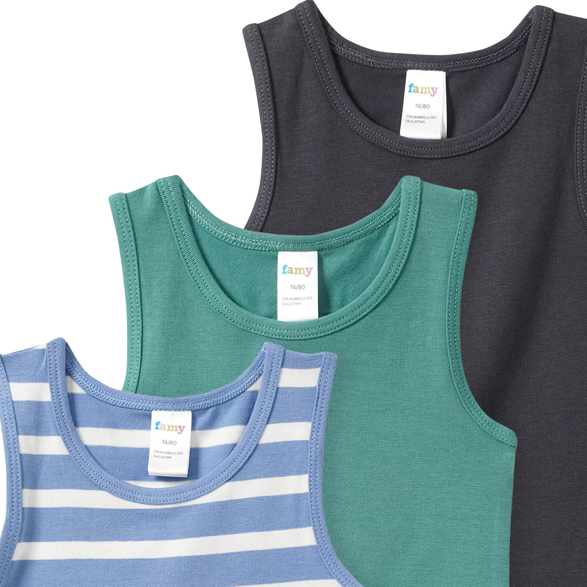 3 Baby Unterhemden mit Bio-Baumwolle