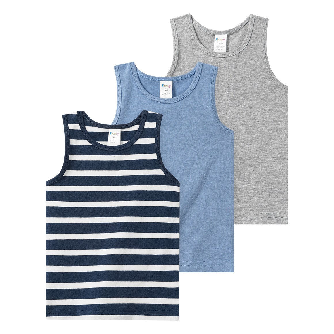 3 Baby Unterhemden mit Bio-Baumwolle