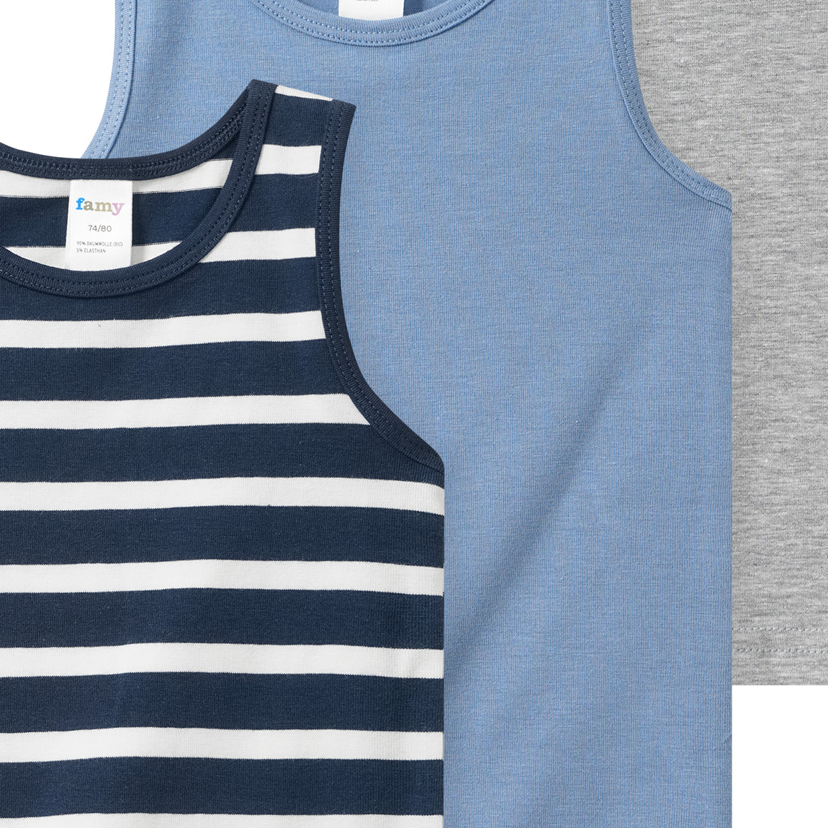 3 Baby Unterhemden mit Bio-Baumwolle