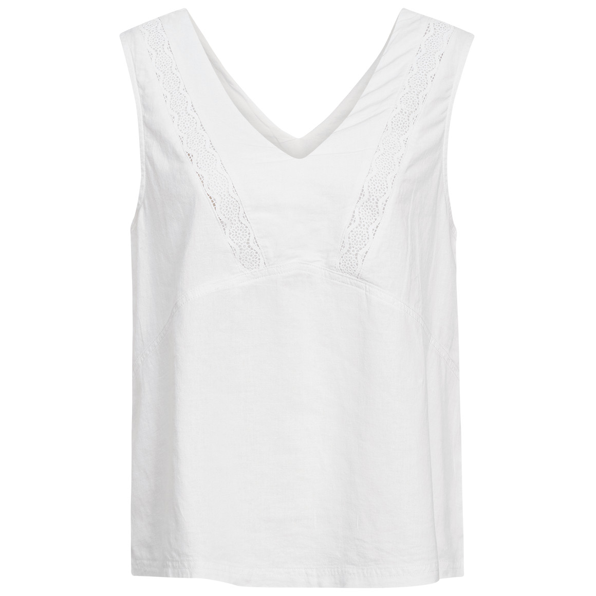 Damen Leinen-Bluse mit Häkelspitze